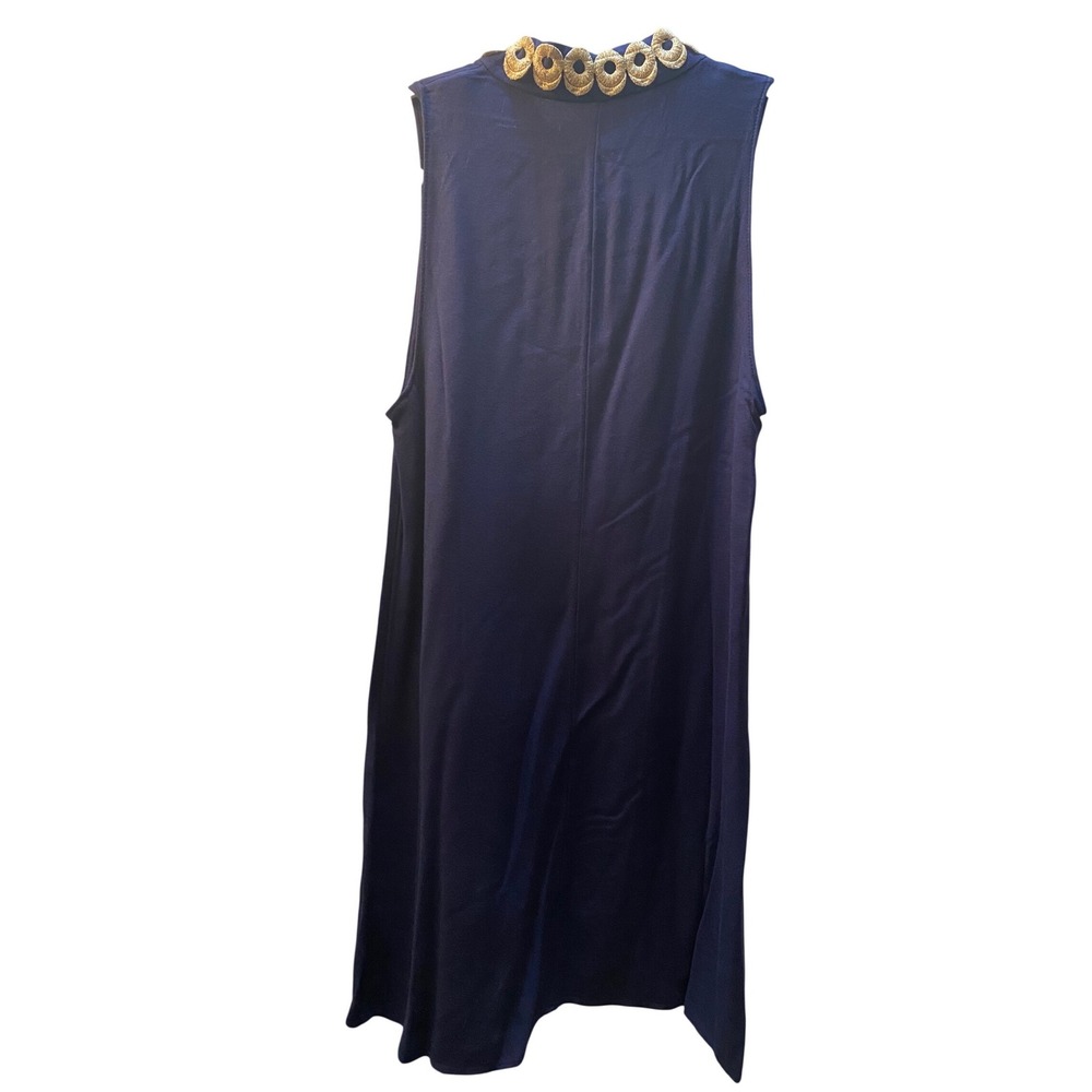 Lilly Pulitzer Navy Blue Gold Soutache Zip Front Shift Dress Womens 10 - Picture 2 of 10